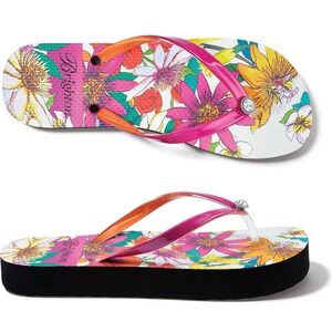 Brighton Womens Maui Flower Orchid Flip Flop Sandals Beach Summer Thong Tropical
